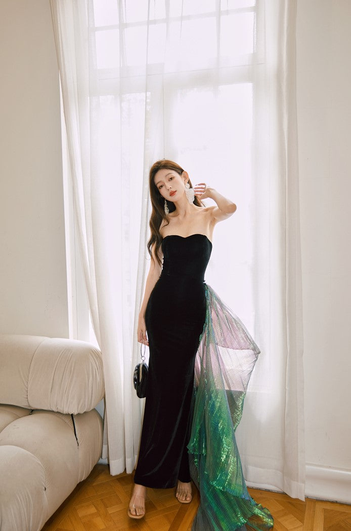 DOLLY Elegant Black Bandeau Sleeveless Long Body Hug Sexy Dinner Dress-CARA M / Black DOLLY Elegant Black Bandeau Sleeveless Long Body Hug Sexy Dinner Dress-CARA M / Black