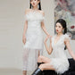 DOLLY Luxury White Fluffy Feather transparent Sequin Birthday bridal Dress-SONIA