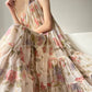 Aconiconi High End Floral Print Sleeve Less Halter Neck Long Resort Dress- Spring Dream