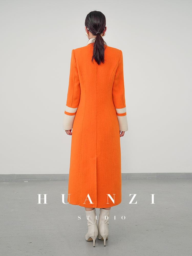 Huanzi custom high-grade orange double-sided cashmere wool autumn winter coat - Cirre