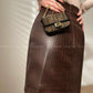 Aconiconi Elegant High Waist Short PU Leather Chic Skirt-Holiday Love Poems