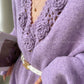 Aconiconi|Purple Flower Crochet openwork long cropped loose wool knit sweater  dress - Twilight