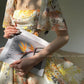 Aconiconi Elegant Flower Print Square Collar Short Sleeve midi  Dress-  Monet Summer Flowers