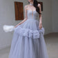 DOLLY Elegant Fog Blue strapless Bandeau High Waist Tutu wedding Dress- vero