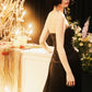 DOLLY Luxury Black Pleated Chest Wrap Off Shoulder High Waist Long Evening Dress-ZOE