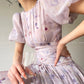 Aconiconi Luxury French Lilac Short Puff Sleeves Dress- Butterfly Dancing Firefly