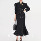 Huanzi vintage retro fishtail timeless classic long coat jacket - Micewo