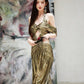 DOLLY Luxury Retro Gold Sleeveless Halter High Waist Long Slit Dress-Goldie