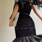 Aconiconi Elegant Black Retro Sleeveless lbd lace Dinner Dress- Quiet Night Orchid