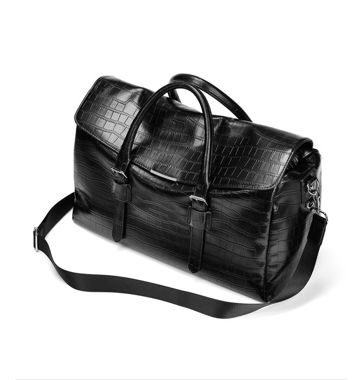 Crocodile pattern men's women's retro motorcycle riding weekender travel carryon bag