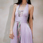 DOLLY Luxury Purple Halter Neck Backless Tassel Sexy Long Party Dress-Babe