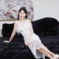 DOLLY Luxury White Fluffy Feather transparent Sequin Birthday bridal Dress-SONIA