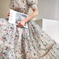 Aconiconi Elegant French Print Retro V-Neck Lace Tea Dress- Night Rose