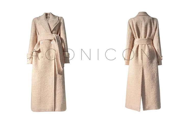 Aconiconi｜Galan Sumu long-haired high-grade woolen long coat- Kalanchoe