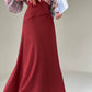 Aconiconi Elegant Wine Red Retro High Waist Long Maxi Skirt- Freud's love poems