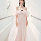 DOLLY Elegant Pastel pink Ruffle Sleeves Long Party Dress- Mina