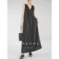 Huanzi custom high-end long sleeveless V-neck dress summer - Miel