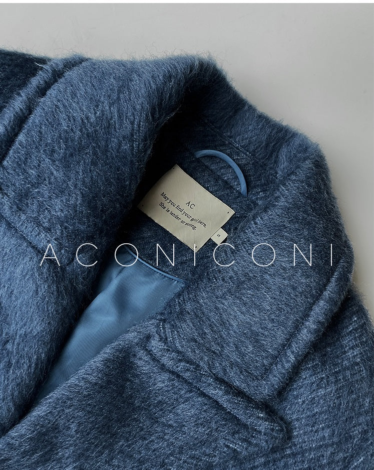 Aconiconi｜Galan Sumu long-haired high-grade woolen long coat- Kalanchoe