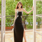 DOLLY Luxury Black Sleeveless Off Shoulder Diamond Tube Top Long Slit Dress-CLAUDIA