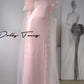 DOLLY Elegant Pastel pink Ruffle Sleeves Long Party Dress- Mina