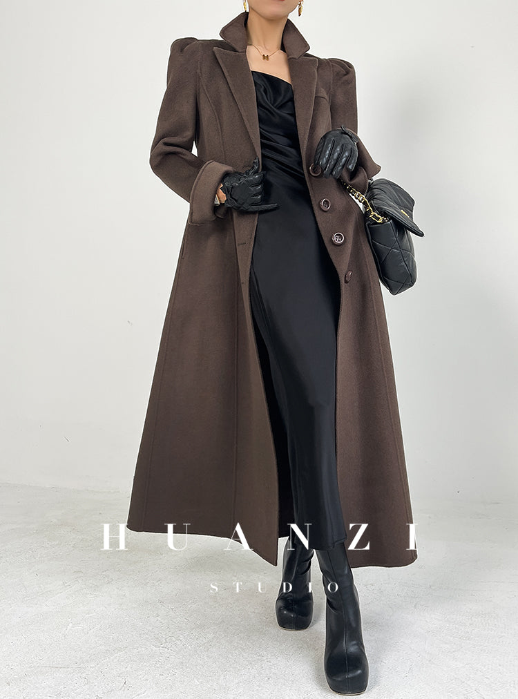 Huanzi French Hepburn style high-end double-sided cashmere wool tweed coat - Siriio