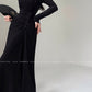 Aconiconi Elegant ruched waist Gradient/Black Stretch Long Chic Dress- Clouds