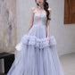 DOLLY Elegant Fog Blue strapless Bandeau High Waist Tutu wedding Dress- vero