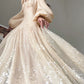 Aconiconi Luxury Black/Beige Long Sleeve Long bridal Sequin Dress- Moonlight Celebrity