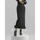 Huanzi custom ostrich black long pencil high-waisted skirt - Jei