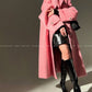Luxury full Winter Coat Bubble gum Pink Inkstone wool long coat - Lanshan