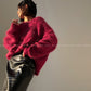 Fold Streamer Weaving Shadow Alpaca Lazy Sweater - hbye