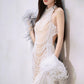 DOLLY High End Off White Halter Neck Pearl Handmade wedding bridal Dress-Kiki