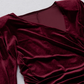 DOLLY Elegant Burgundy V-Neck Long Sleeve Velvet Long Slit Formal Dinner Dress-HAZEL