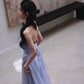 DOLLY Elegant Light Purple Greek Style Sleeveless Bandage Pleated Long Dress-Fog