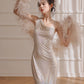 DOLLY Luxury Sliver Sleeveless Glitter Slim Fit Long Banquet Dress-SWATTIE