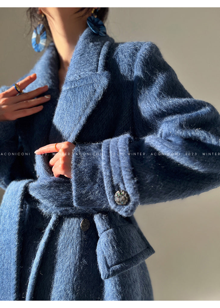 Aconiconi｜Galan Sumu long-haired high-grade woolen long coat- Kalanchoe