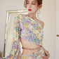 DOLLY Luxury Floral One Sleeve Off Shoulder Waist Baring Slit Resort Dress-LYRA