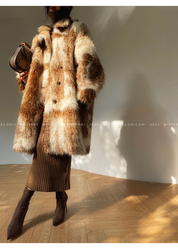 Imitation fur long-haired winter coat - Elk Palm