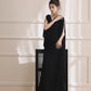 DOLLY Elegant Black Swing Collar Sleeveless Open Back Drape Dress-Kaka (V)