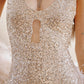 DOLLY High End V-Neck Sleeveless Slim Fit Sequin Sexy Banquet Dress-NELO