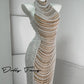 DOLLY High End Off White Halter Neck Pearl Handmade wedding bridal Dress-Kiki