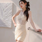 DOLLY High End French Style Crew Neck Sleeveless Beaded Short Party Dress-TORI