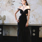 DOLLY  High End Black Off Shoulder Sequin Tube Top Long Banquet Dress-Maris