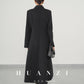 Huanzi double-sided cashmere women's black wool autumn winter coat - Muinw