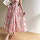 Aconiconi Elegant French Sleeveless Vintage Halter floral print Dress- Flowering Hibiscus