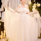 DOLLY Elegant White Off Shoulder Short Sleeve Flower Wedding Dress-SOPHIE  (V)