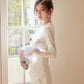 DOLLY Elegant White Crew Neck Long Sleeve Short Sequin Sexy Birthday Dress-LAYLA