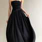 Aconiconi Elegant Black strapless Long Tube Top Dinner Dress  - Hibiscus evening