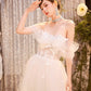 DOLLY Elegant White Off Shoulder Short Sleeve Flower Wedding Dress-SOPHIE  (V)