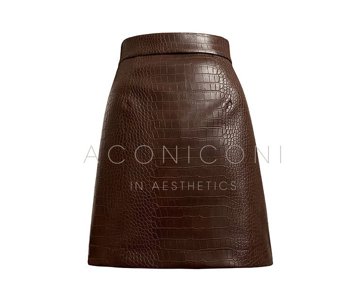 Aconiconi Elegant High Waist Short PU Leather Chic Skirt-Holiday Love Poems